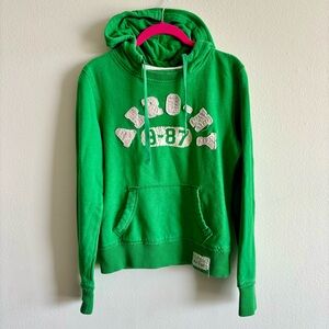 Y2K 90s Aeropostale Bright Green Pullover Hoodie Sweatshirt AERO NY Embroidered